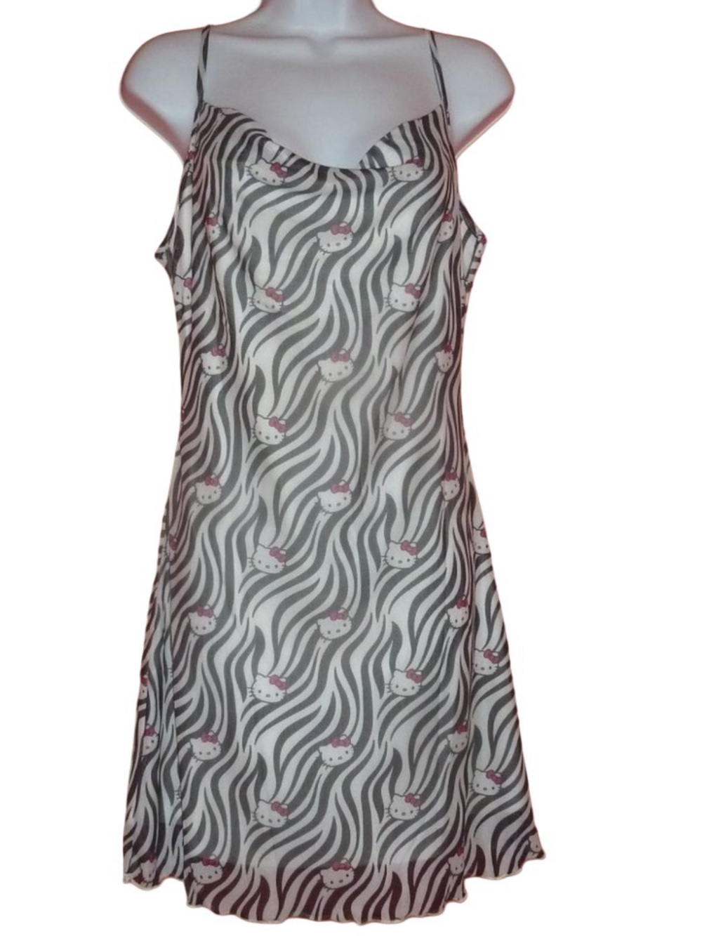 Hello Kitty Zebra Print Slip Dress Y2K SHEIN Collab NWT Spaghetti Strap Mini